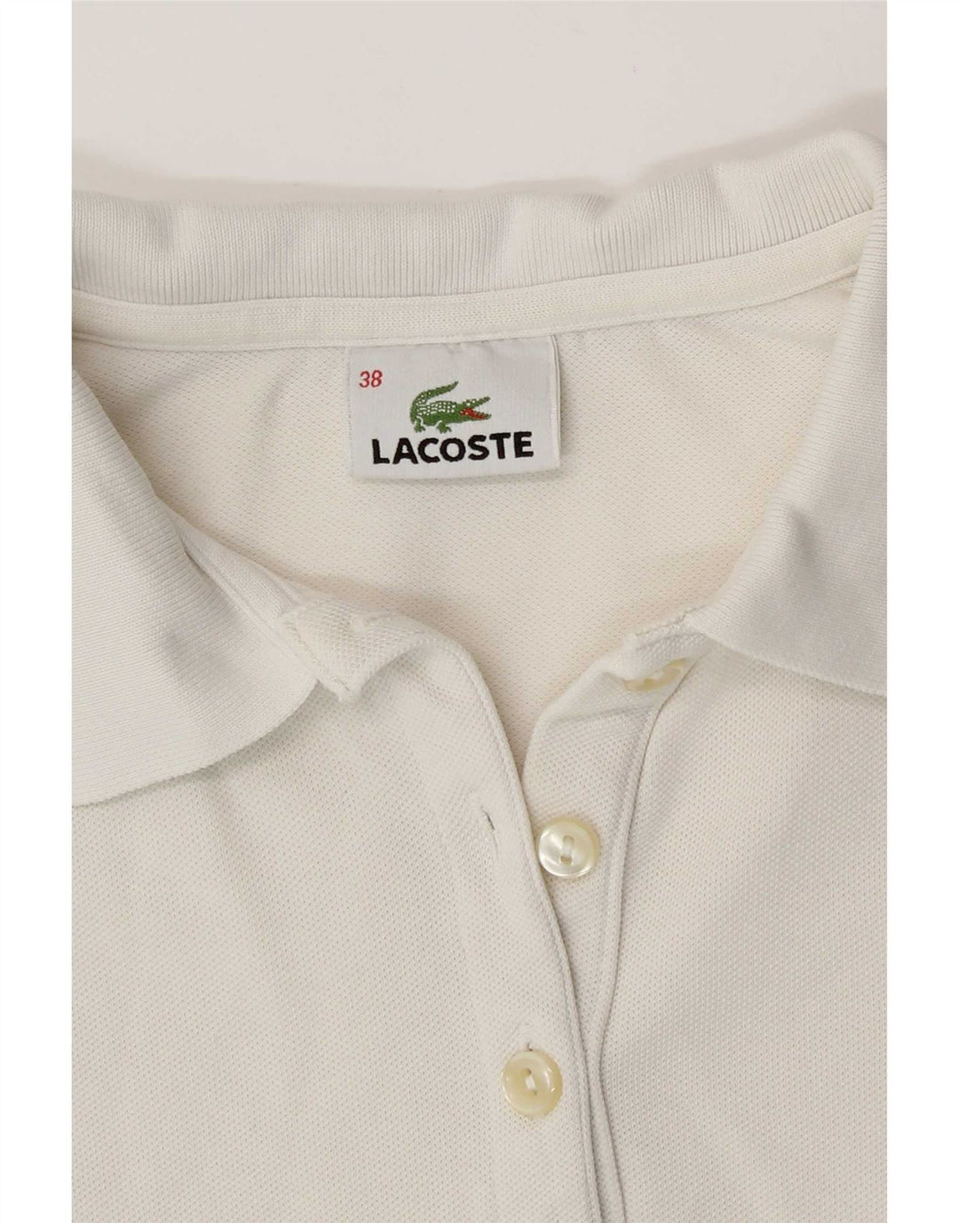 Polo Lacoste Mujer Talla 38 Mediano Blanco