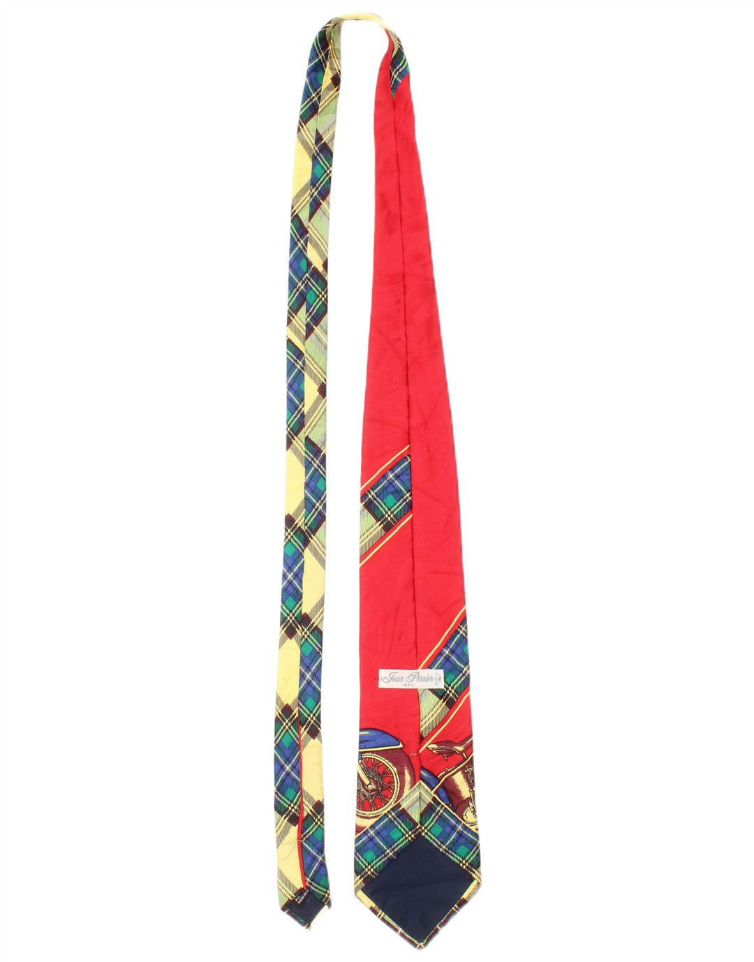 Corbata gráfica vintage para hombre talla única seda a cuadros rojos
