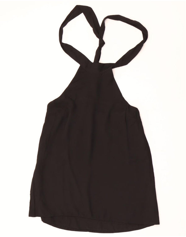 Topshop Top corto con cuello halter para mujer UK 8 Small Poliéster negro