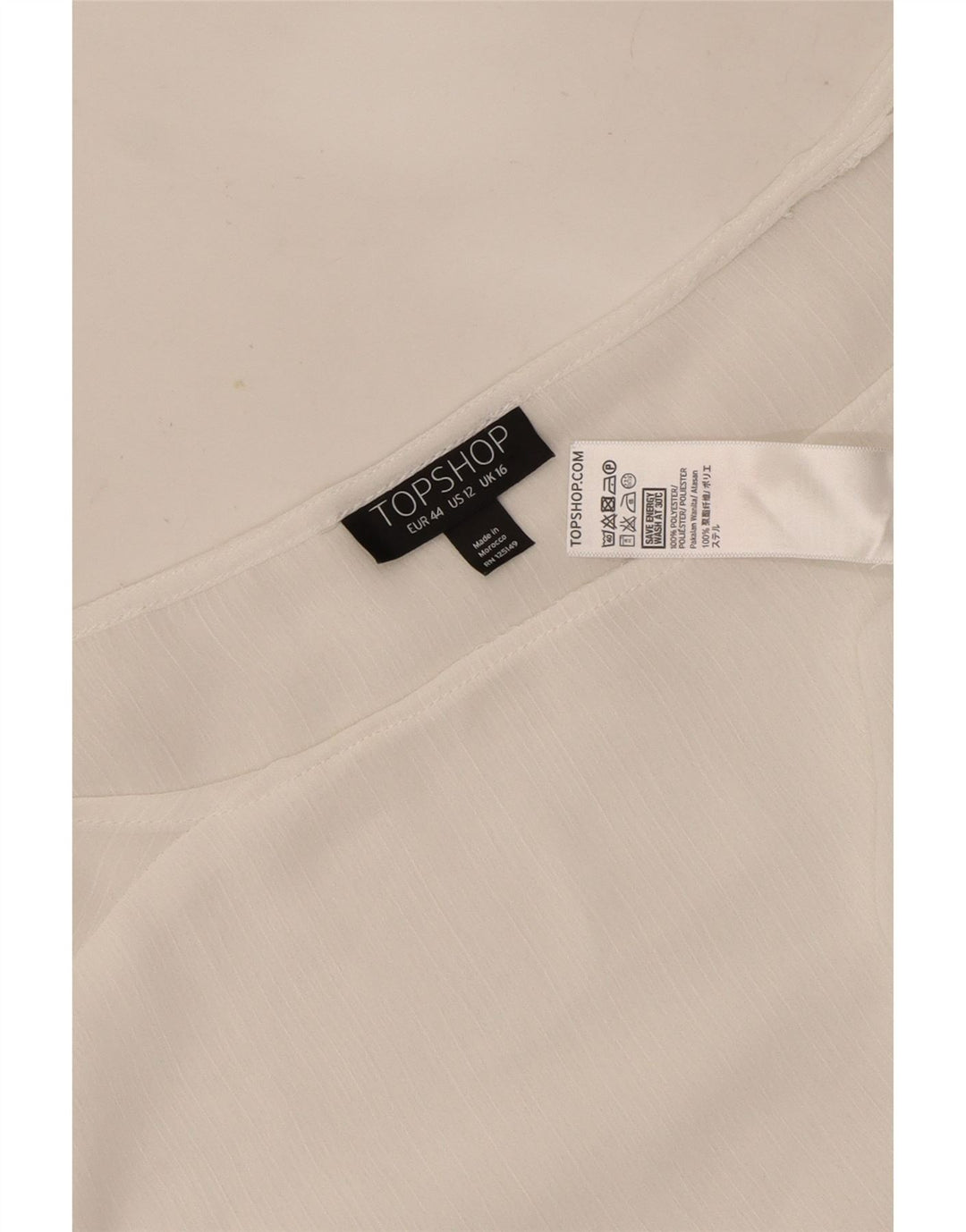 Topshop Blusa de Manga Larga para Mujer Top UK 46 Grande Poliéster Blanco