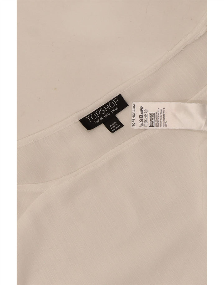 Topshop Blusa de Manga Larga para Mujer Top UK 46 Grande Poliéster Blanco
