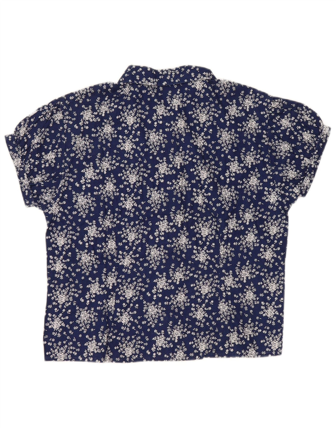 SISLEY Blusa corta de manga corta para mujer UK 44 Grande Azul marino Floral