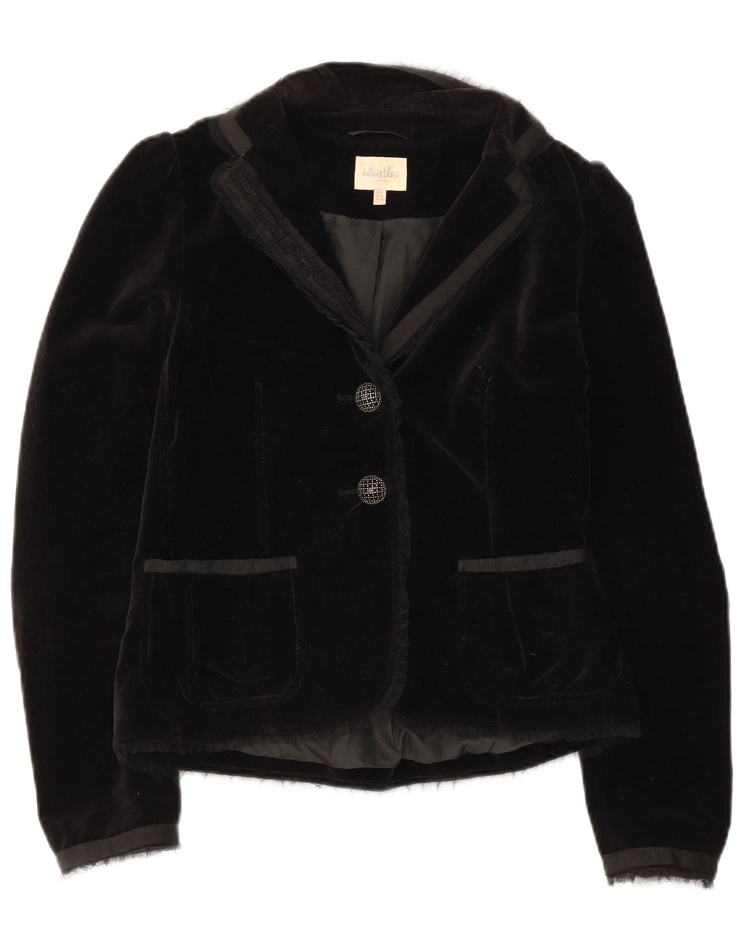 Whistles Chaqueta tipo blazer de terciopelo con 2 botones para mujer Reino Unido 8 Small Algodón negro