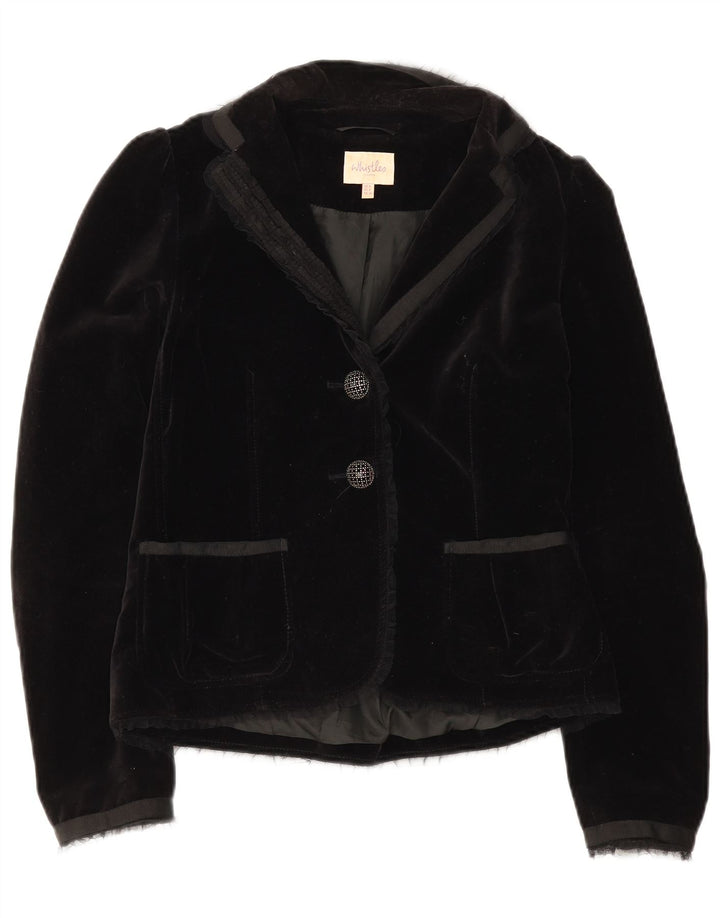 Whistles Chaqueta tipo blazer de terciopelo con 2 botones para mujer Reino Unido 8 Small Algodón negro