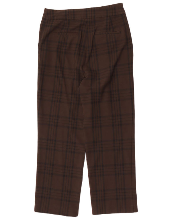 Zara Mujer Pantalón Chino Recto Grande W30 L29 Marrón Cuadros Poliéster