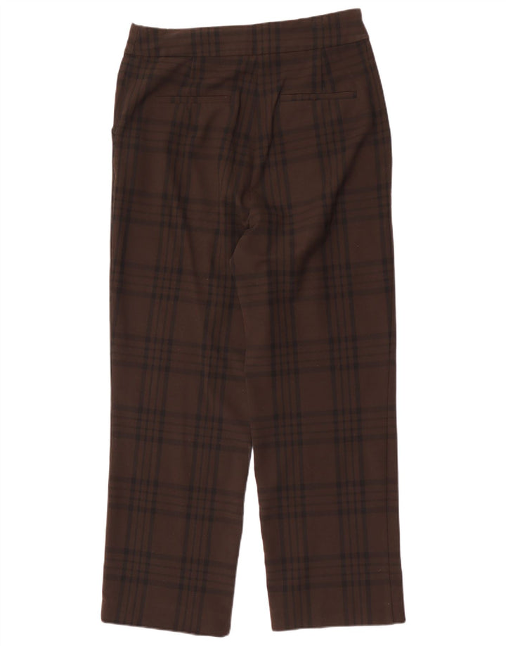 Zara Mujer Pantalón Chino Recto Grande W30 L29 Marrón Cuadros Poliéster