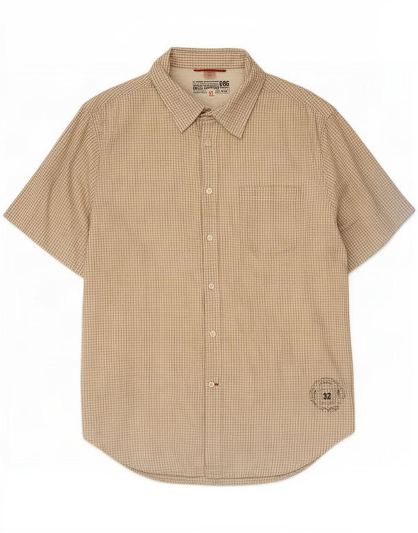 Guess Camisa Manga Corta Hombre XL Algodón Vichy Beige