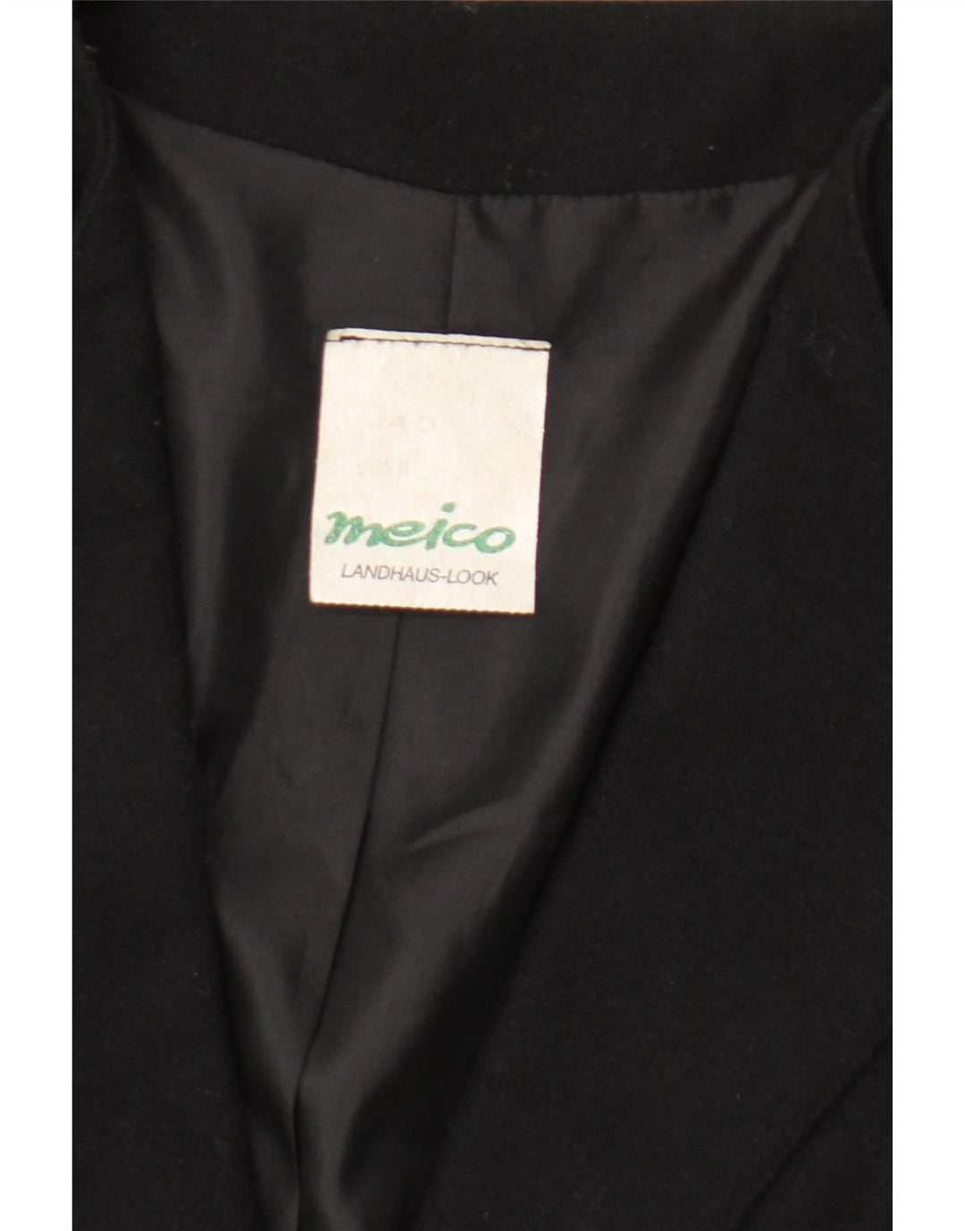MEICO Womens 1 Button Blazer Jacket EU 40 Medium Black Polyester Vintage Meico and Second-Hand Meico from Messina Hembry 