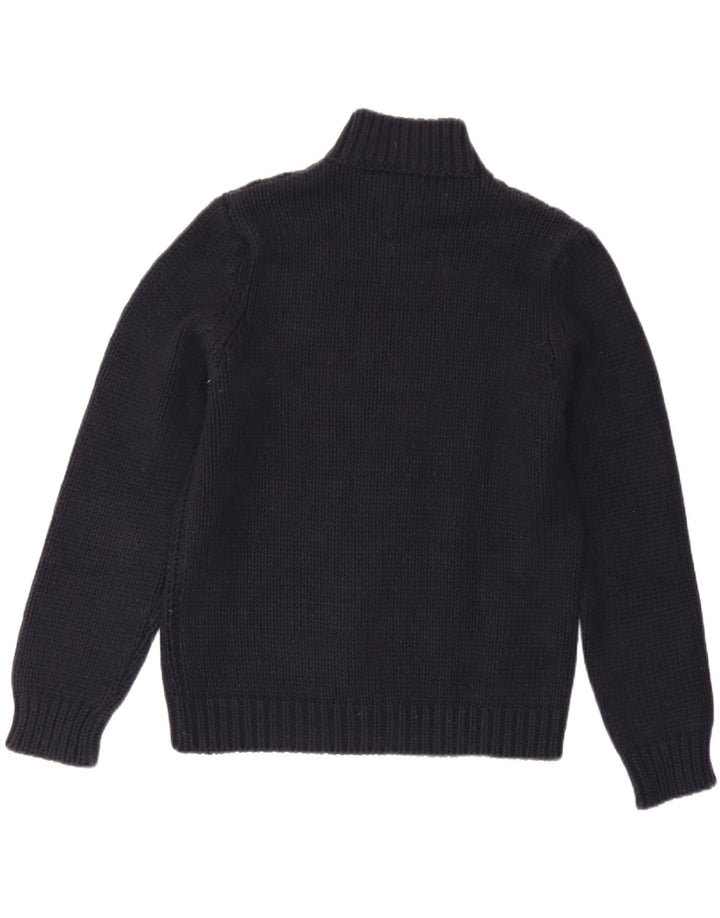 Sisley Jersey con cuello alto para mujer, talla 44, talla mediana, lana azul marino