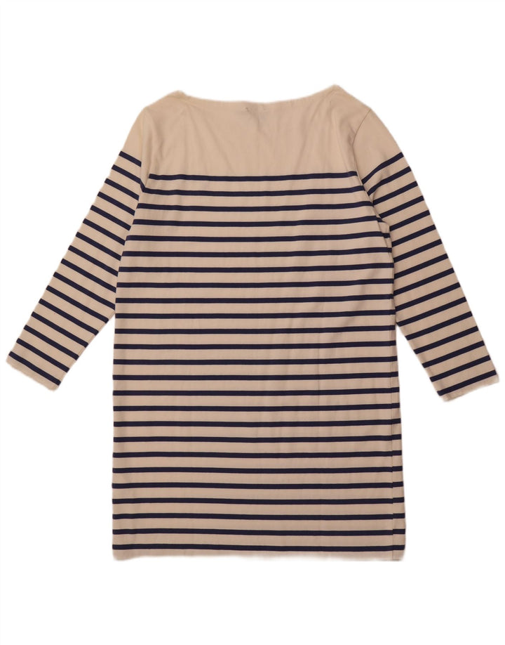 POLO RALPH LAUREN Vestido tipo camiseta de manga larga para mujer UK 40 XL Blanco a rayas