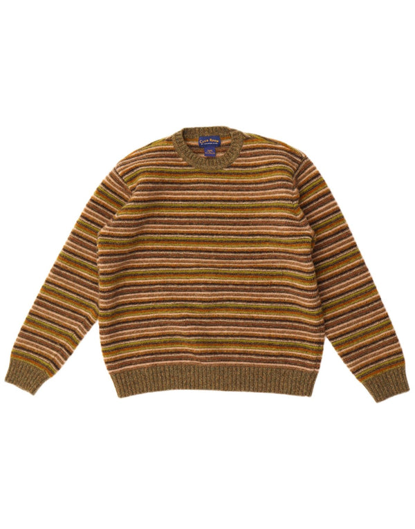 Club Room Suéter de cuello redondo para mujer UK 46 Grande Caqui Rayas