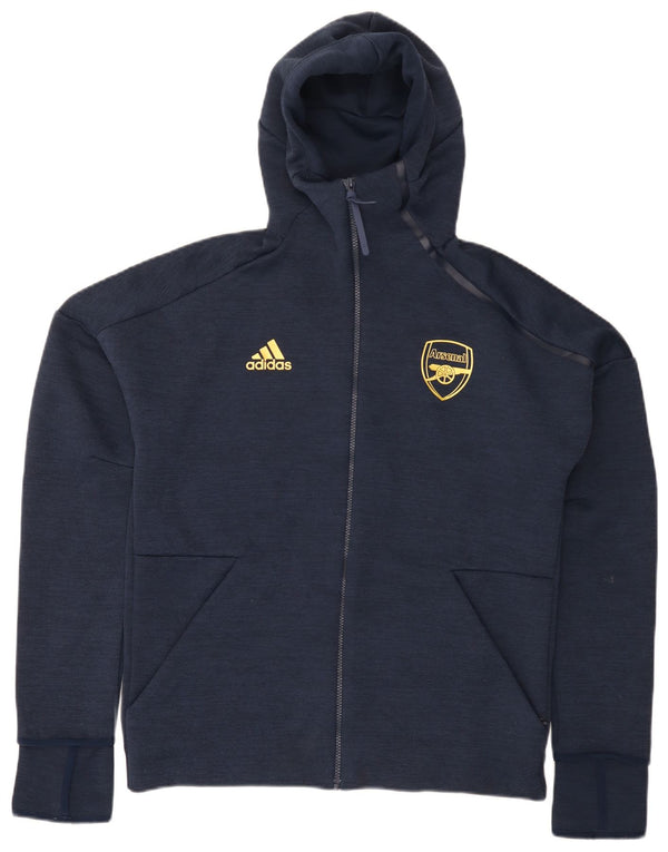 Adidas Mens Arsenal Zip Sudadera con capucha Suéter Medio Azul Marino Poliéster