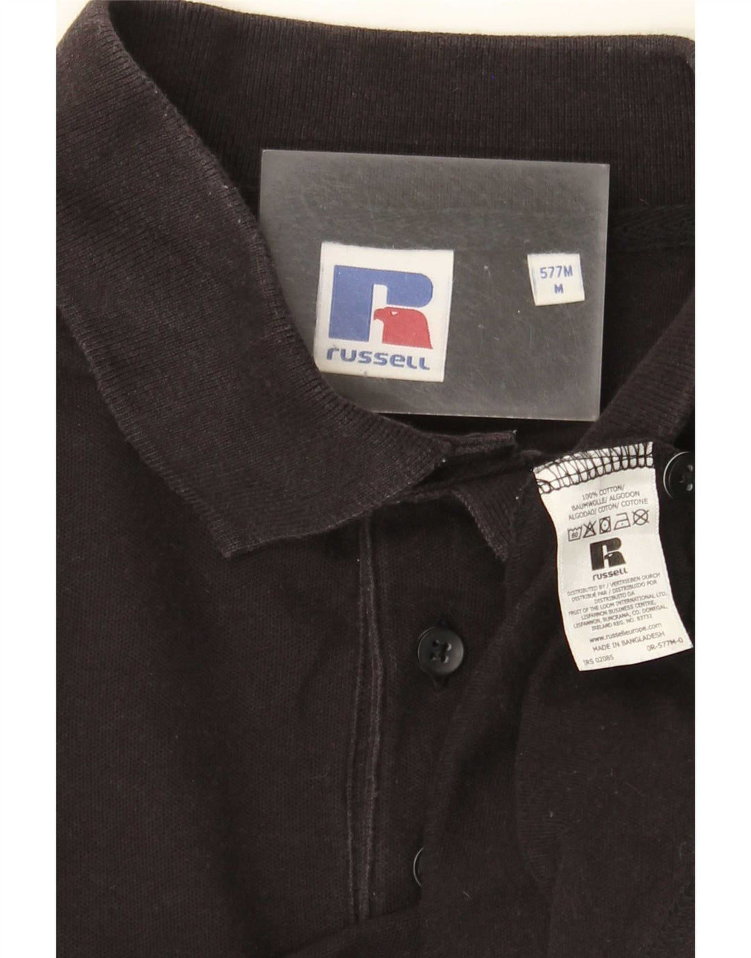 Russell Athletic Polo para hombre de algodón negro mediano