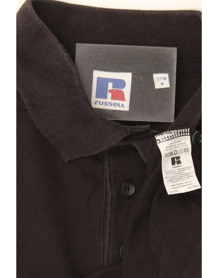 Russell Athletic Polo para hombre de algodón negro mediano