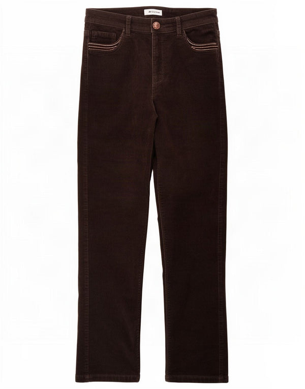 Marks & Spencer Pantalones rectos de pana para mujer UK 10 Small W30 L29 Marrón