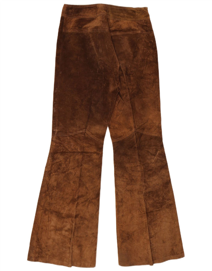 Pantalones de gamuza acampanados vintage para mujer W30 L32 Marrón