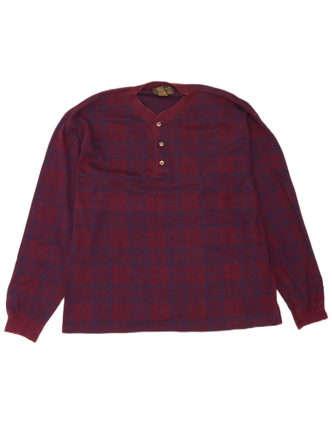 Eddie Bauer Top para hombre de manga larga de algodón a cuadros burdeos grande
