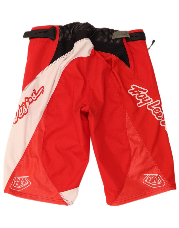 Troy Lee Designs Pantalones cortos gráficos estilo motor para hombre mediano W32 rojo colorblock