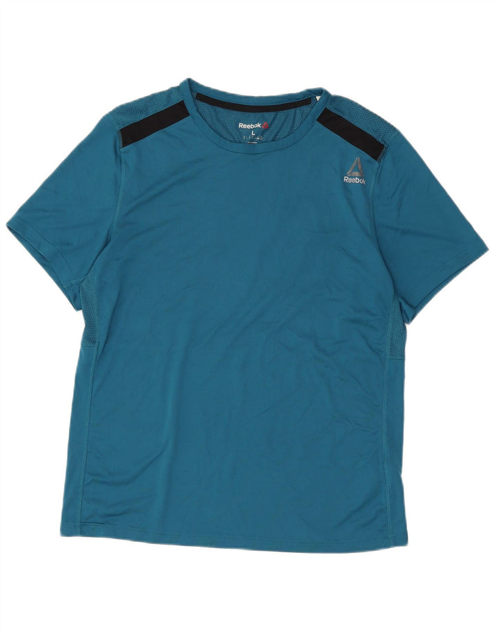 Camiseta Reebok Hombre Top Large Azul Colorblock Poliéster