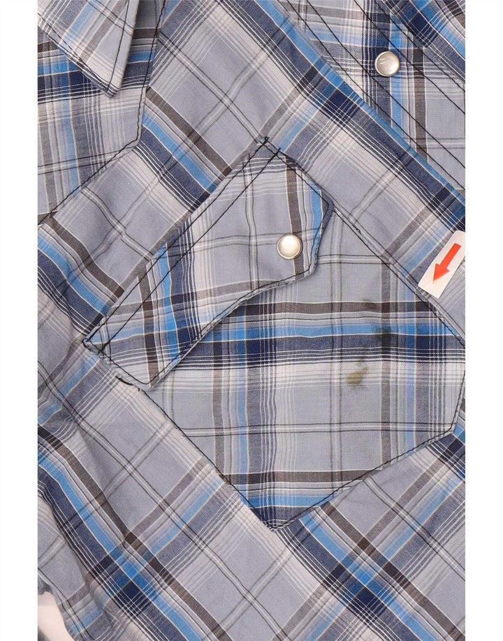 Camisa Wrangler Hombre De Algodón A Cuadros Azul Medio