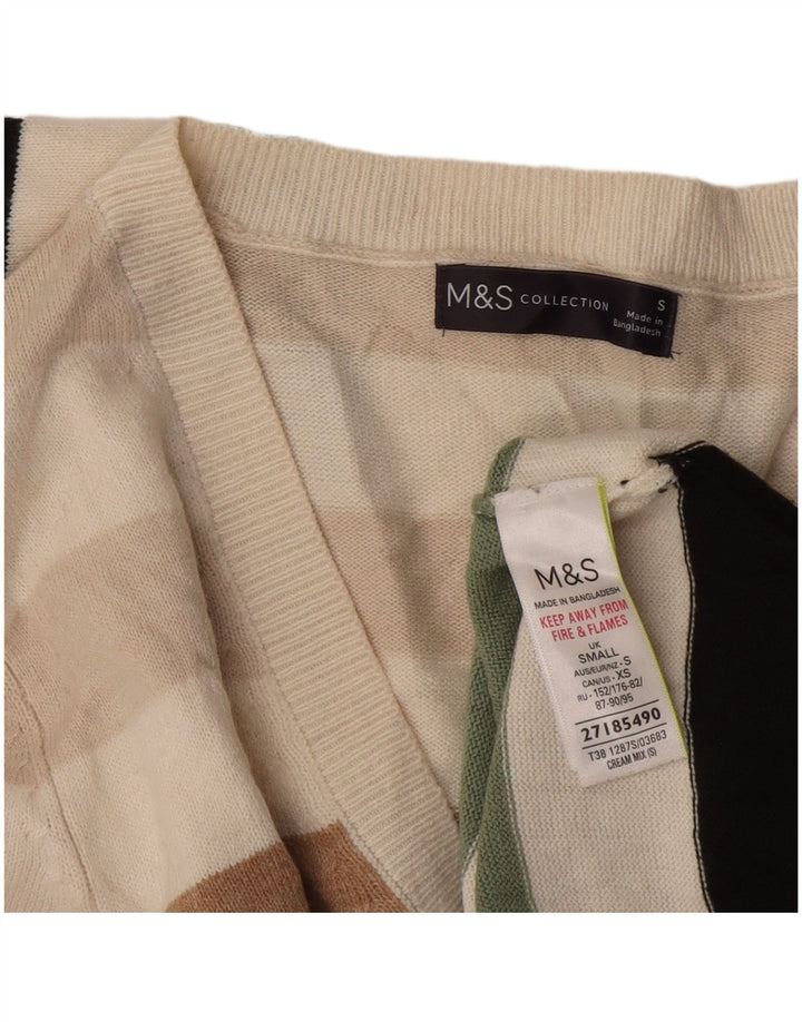 Marks & Spencer Jersey con cuello en V para hombre, talla pequeña, multicolor, a rayas