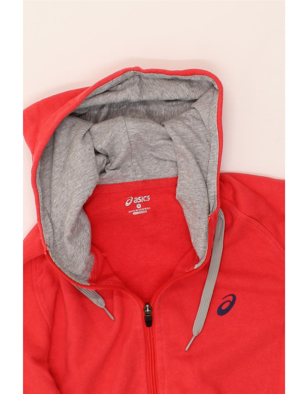 ASICS Womens Zip Hoodie Sweater UK 12 Medium Red Cotton Vintage Asics and Second-Hand Asics from Messina Hembry 