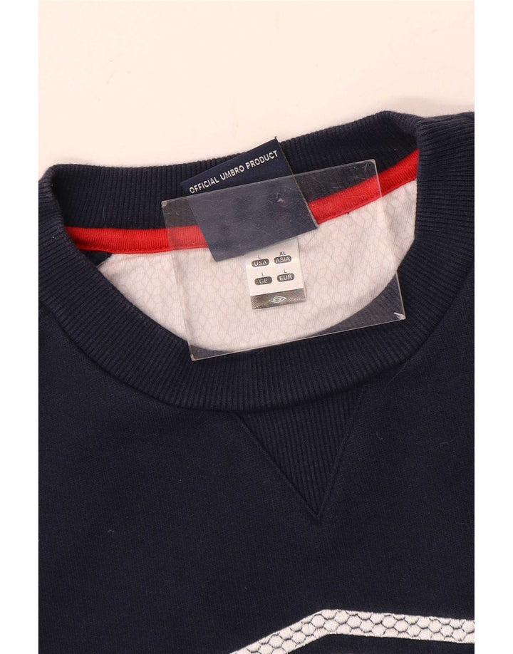 Umbro Hombre Sudadera Gráfica Jumper Large Azul Marino Colorblock
