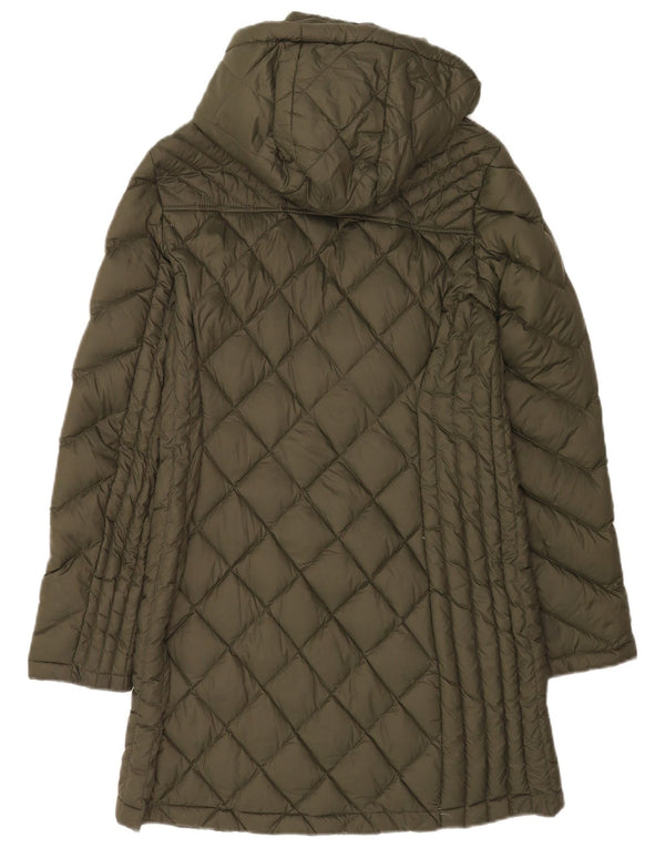 Michael Kors Abrigo acolchado con capucha para mujer UK 10 Small Khaki Nylon