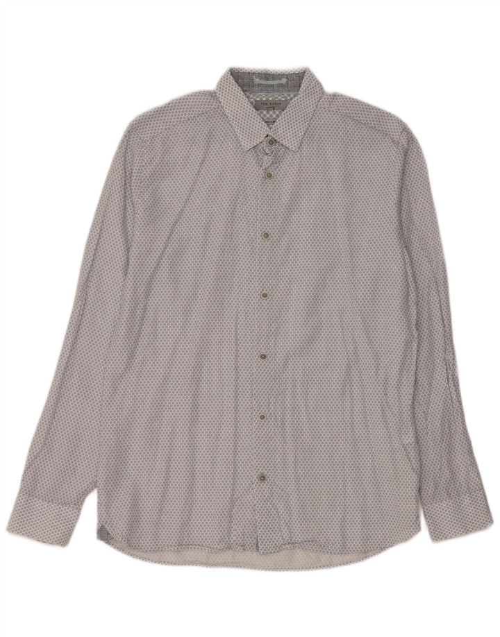 Ted Baker Camisa para hombre talla 3 Lyocell con manchas grises medianas