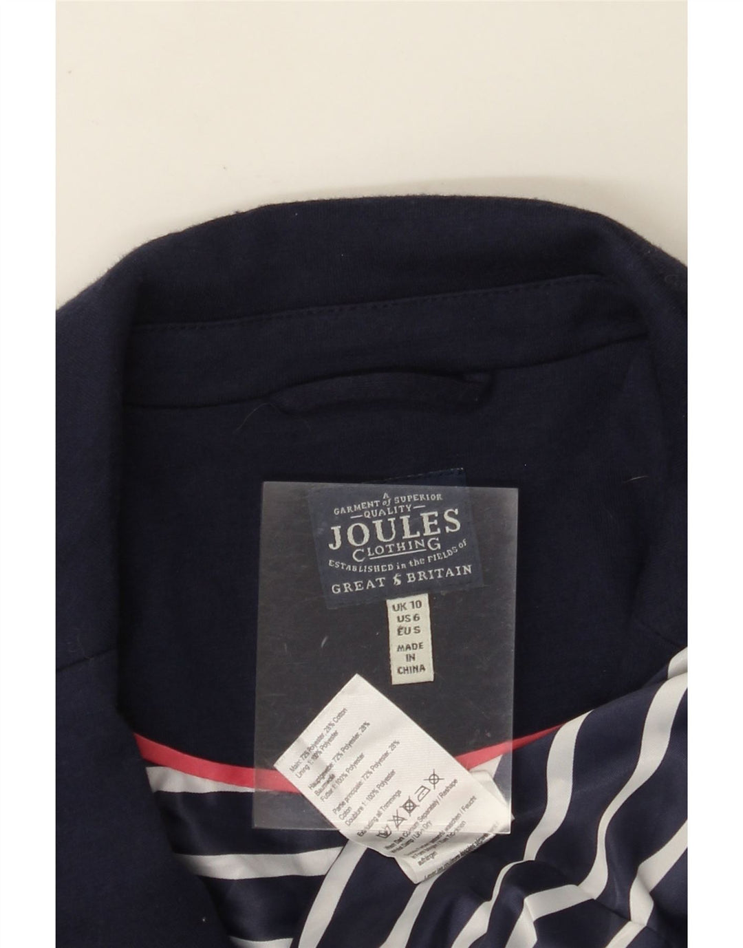 JOULES Chaqueta tipo blazer de 1 botón para mujer UK 10 Small Azul marino Algodón
