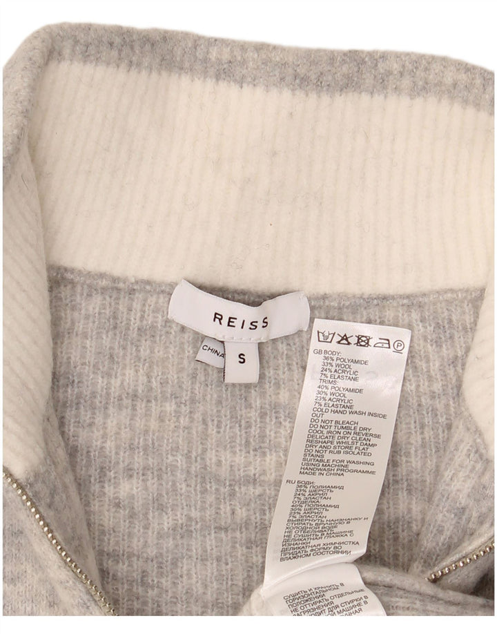 Jersey Reiss Hombre con cuello con cremallera y poliamida moteada en gris pequeño