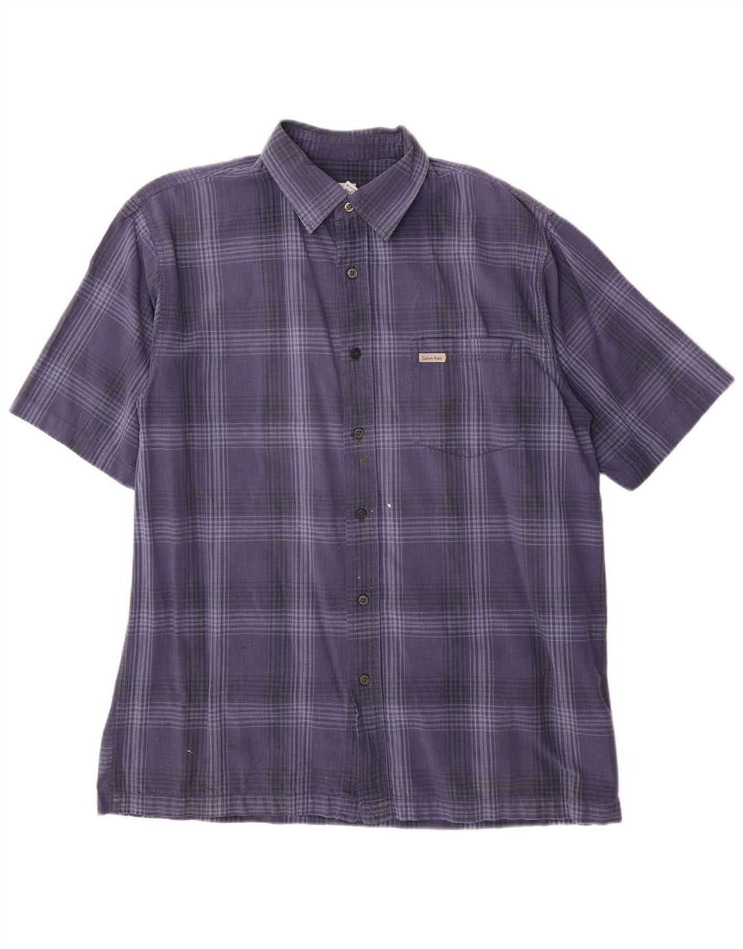 Calvin Klein Jeans Camisa de manga corta para hombre de algodón a cuadros azules grandes