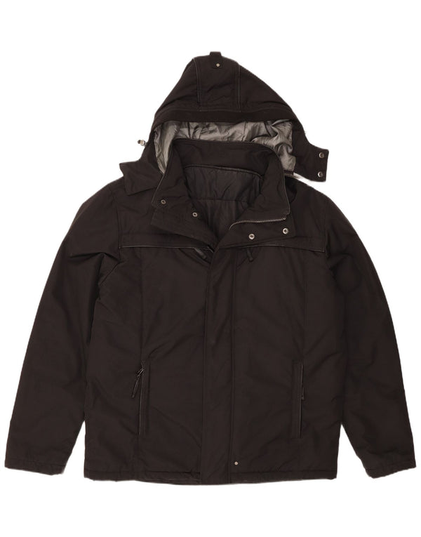 Ivy Oxford Mens Hooded Padded Jacket IT 52 XL Black Polyester