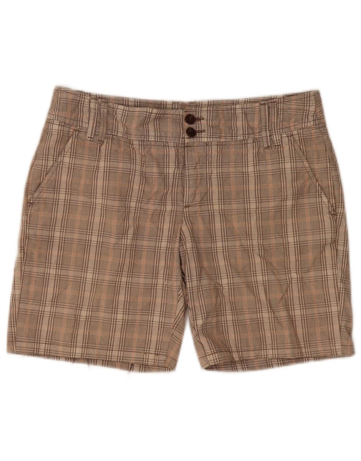 Pantalones Cortos Chinos Gas Mujer W28 Algodón A Cuadros Beige Medio