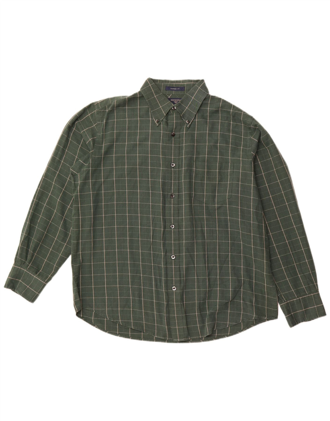 Dockers Camisa de corte clásico para hombre de algodón a cuadros verdes grandes