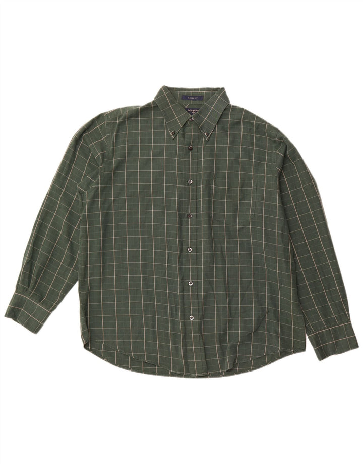 Dockers Camisa de corte clásico para hombre de algodón a cuadros verdes grandes