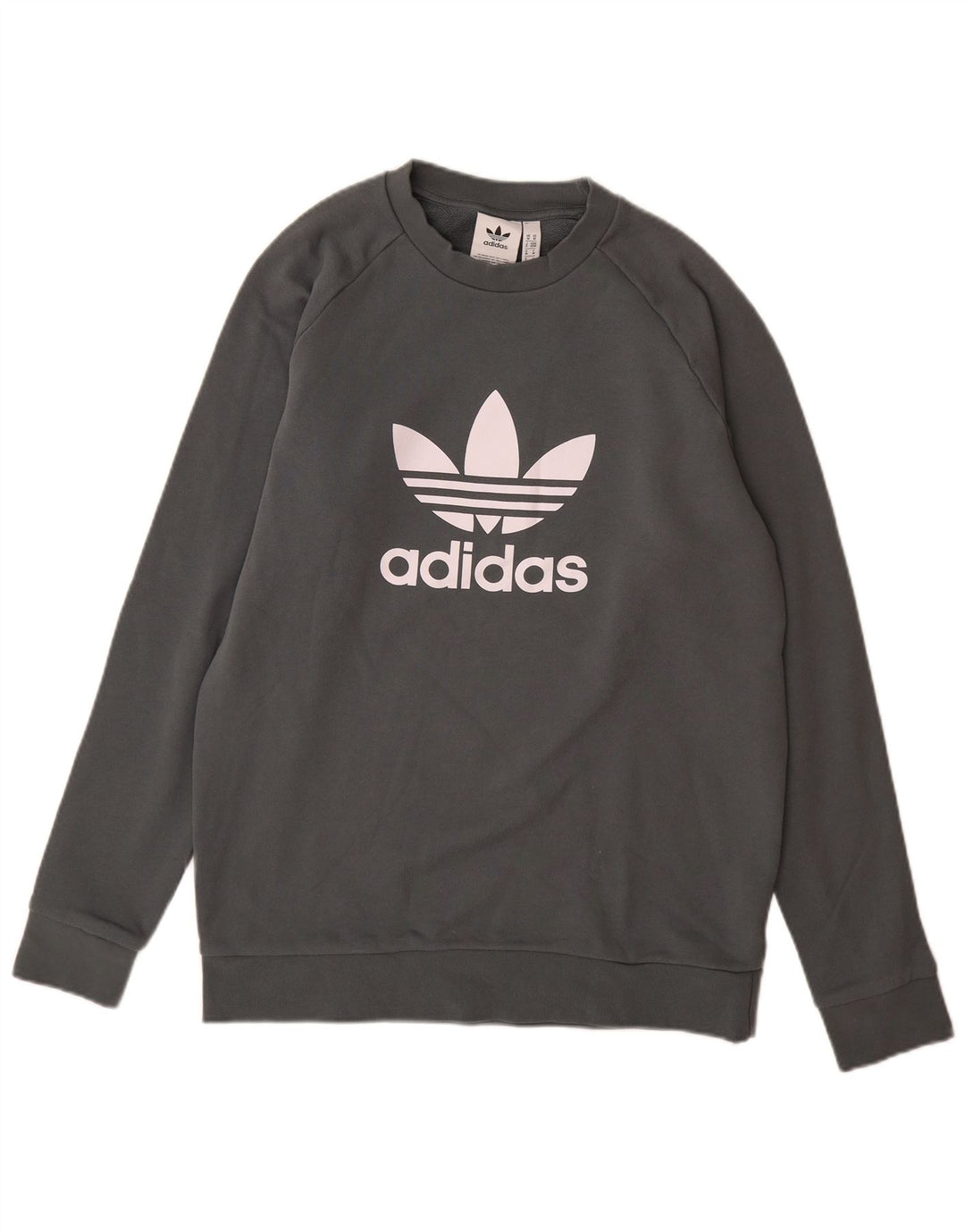 Adidas Hombre Sudadera Gráfica Jumper Algodón Gris Medio