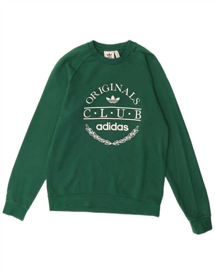 Adidas Hombre Sudadera Gráfica Jumper Algodón Verde Medio