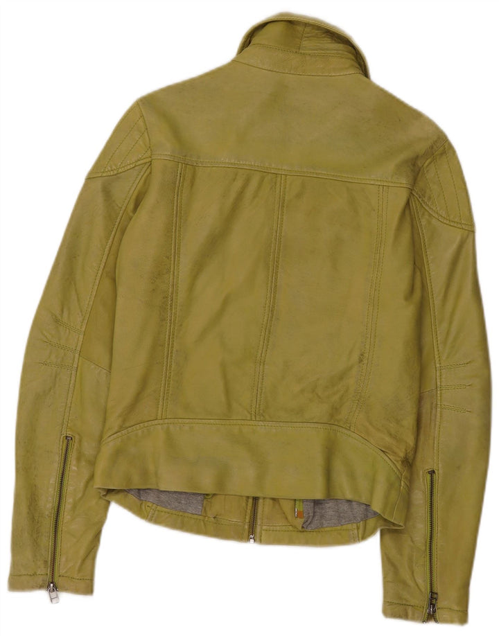 Freaky Nation Chaqueta de cuero para mujer UK 10 Small Green Leather