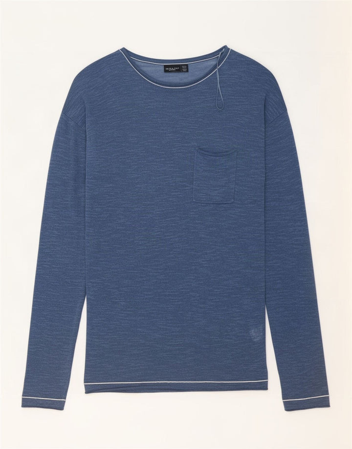 Zara Hombre Top Manga Larga Grande Azul Marino Algodón