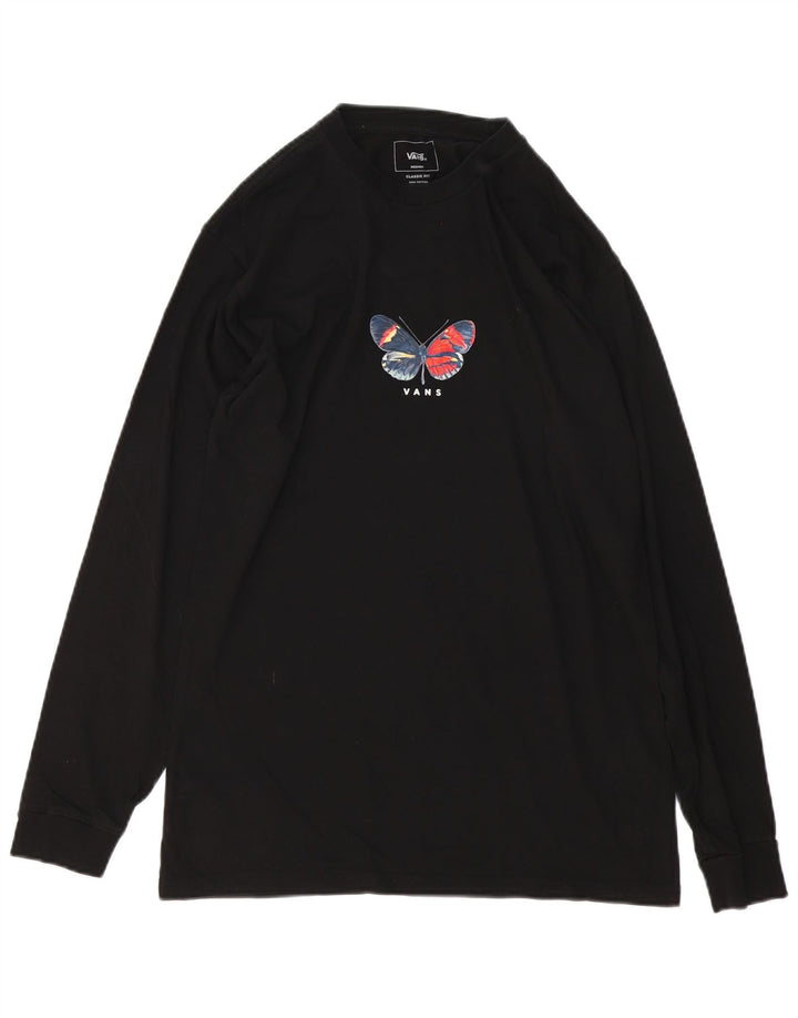 Vans Hombre Classic Fit Graphic Top Manga Larga Mediano Negro Algodón Mariposa