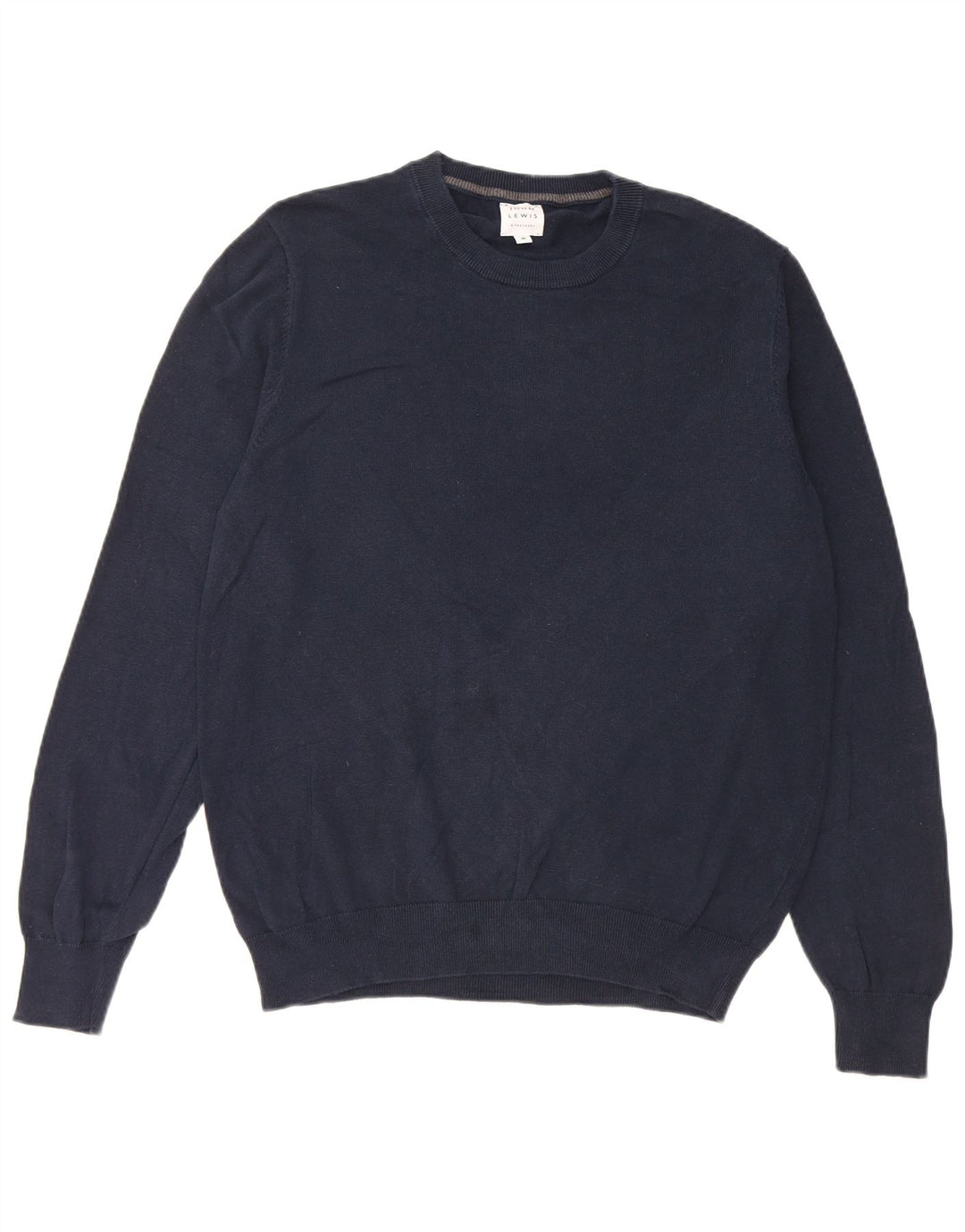 John Lewis - Jersey de cuello redondo para hombre, color azul marino mediano, algodón