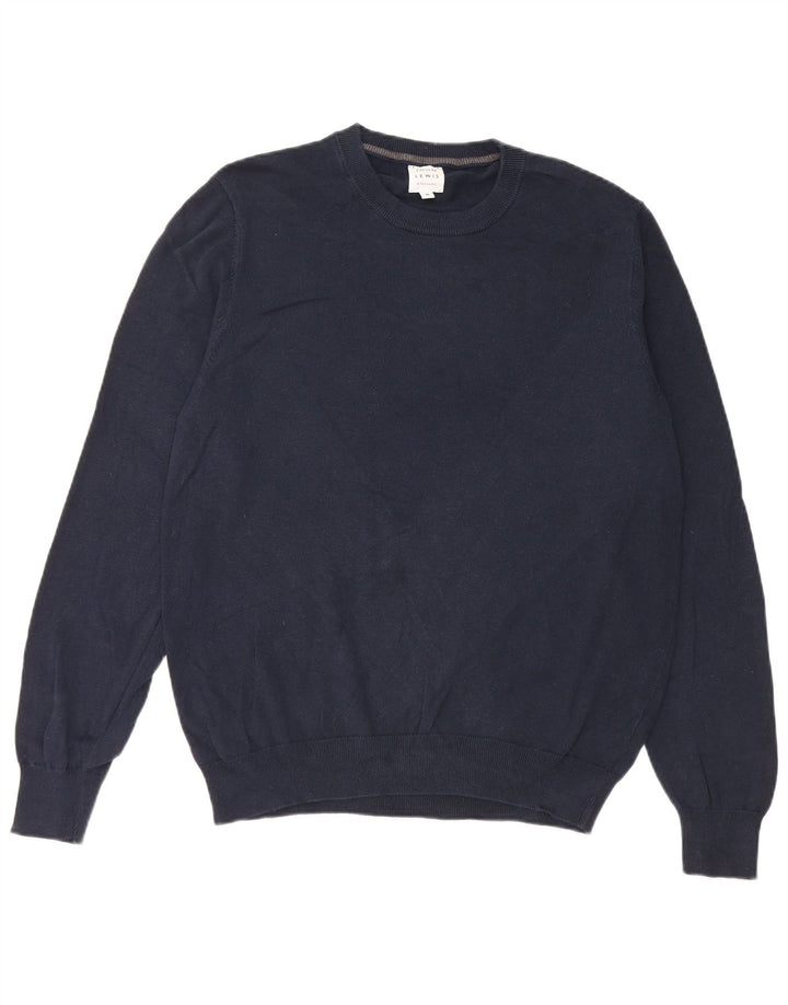 John Lewis - Jersey de cuello redondo para hombre, color azul marino mediano, algodón