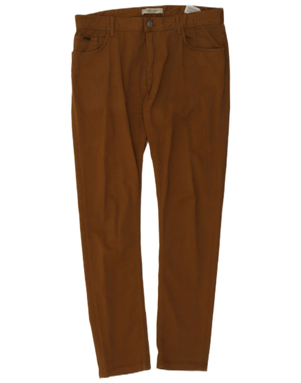Zara Hombre Pantalones Casuales Pitillo EU 46 XL W36 L32 Algodón Marrón