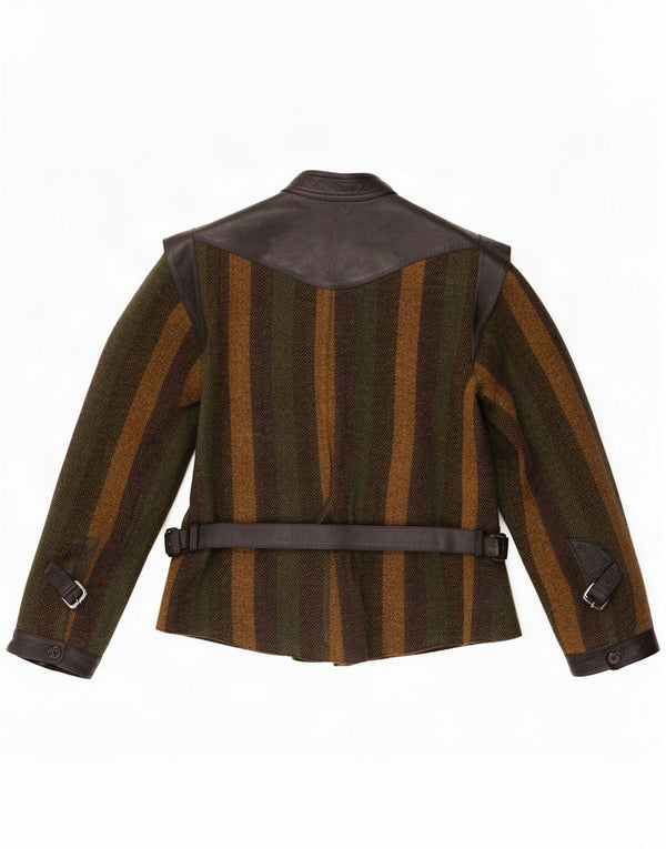 Vintage mujer bombardero chaqueta Reino Unido 16 lana de rayas caqui grande
