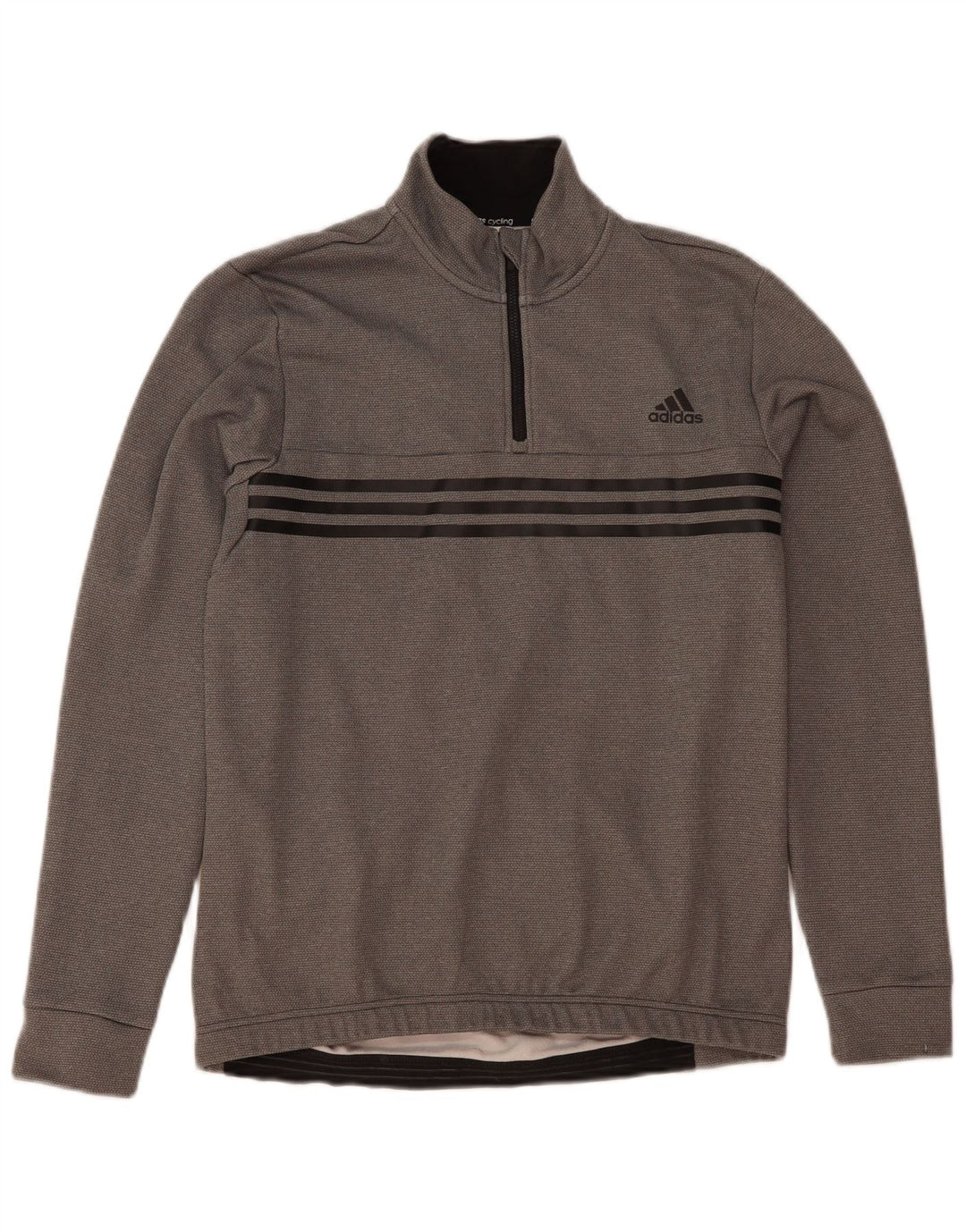 Adidas Hombre Zip Neck Sudadera Jumper Grande Gris Poliéster