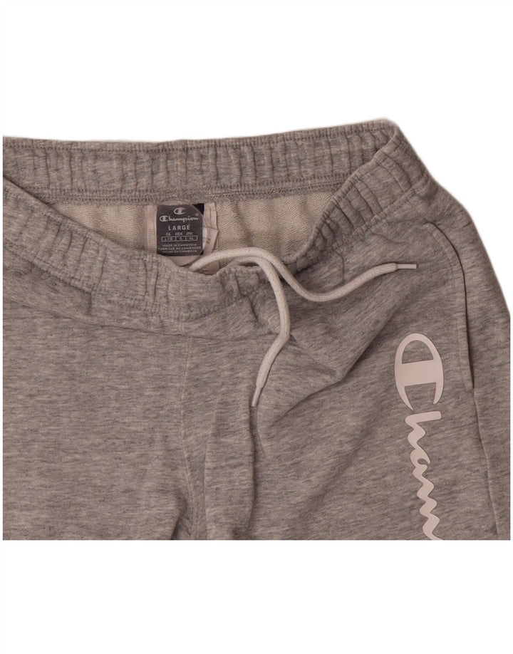 CHAMPION Mens Graphic Sport Shorts Large  Grey Cotton