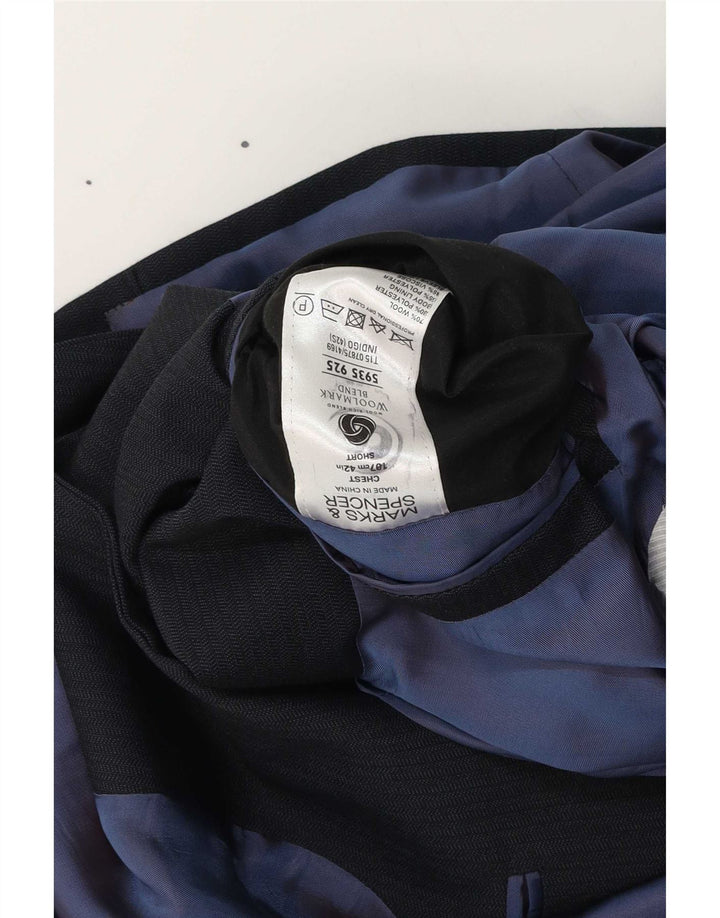 Marks & Spencer Chaqueta tipo blazer de 2 botones para hombre UK 42 Large Lana azul marino