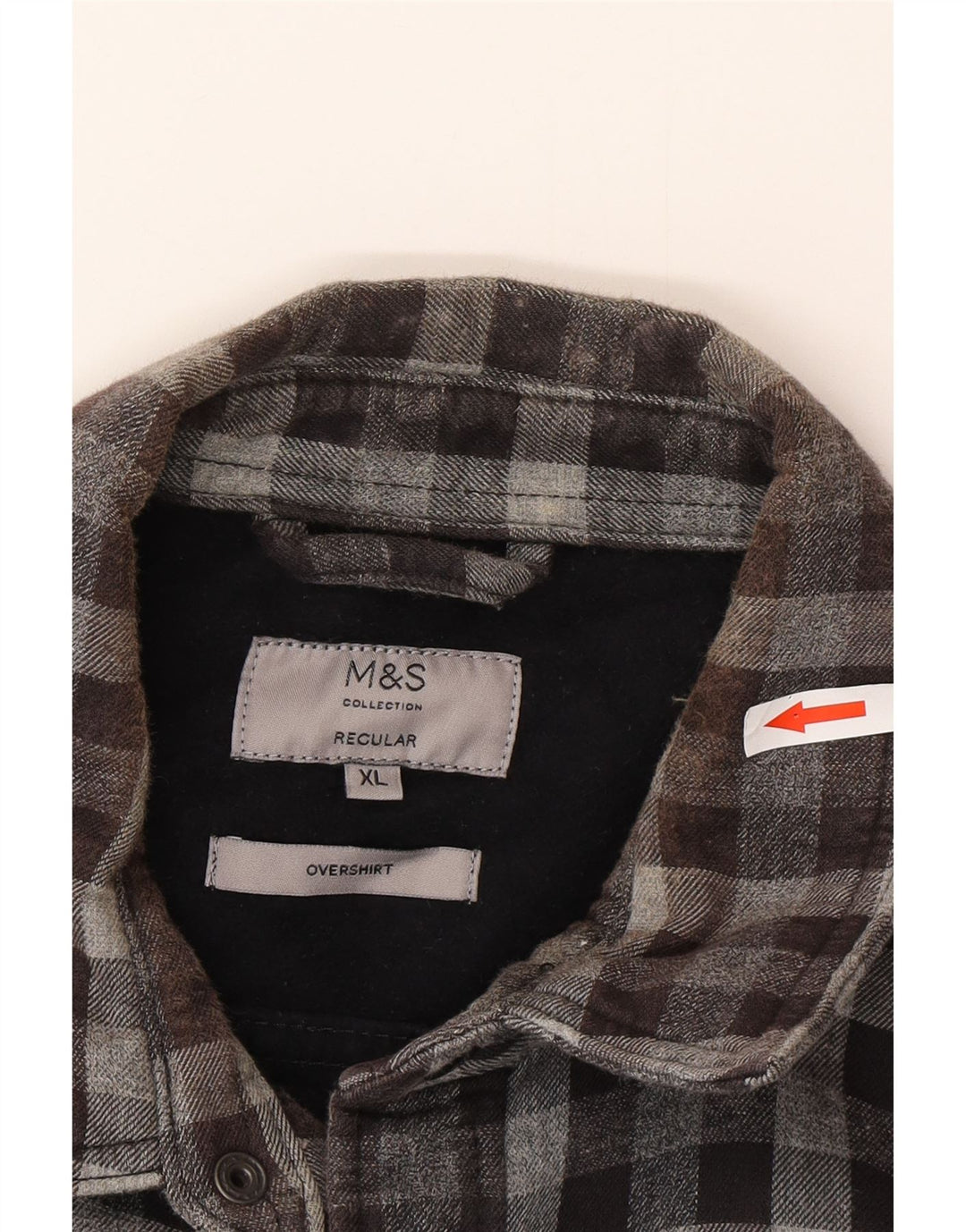 Marks & Spencer Camisa de franela de ajuste regular para hombre XL Gris Vichy
