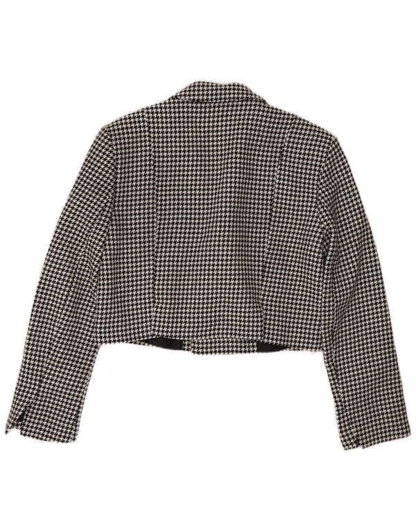 Zara Chaqueta Bolero Extragrande para Mujer UK 10 Small Black Houndstooth